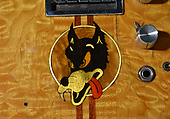 Wolf (serial no. D. Irwin 001), Doug Irwin, Quilted and flamed maple, purpleheart (amaranth), vermillion, padauk, ebony, brass, chrome-nickel, mother-of-pearl, ivory, abalone, sterling silver, holly, plastic